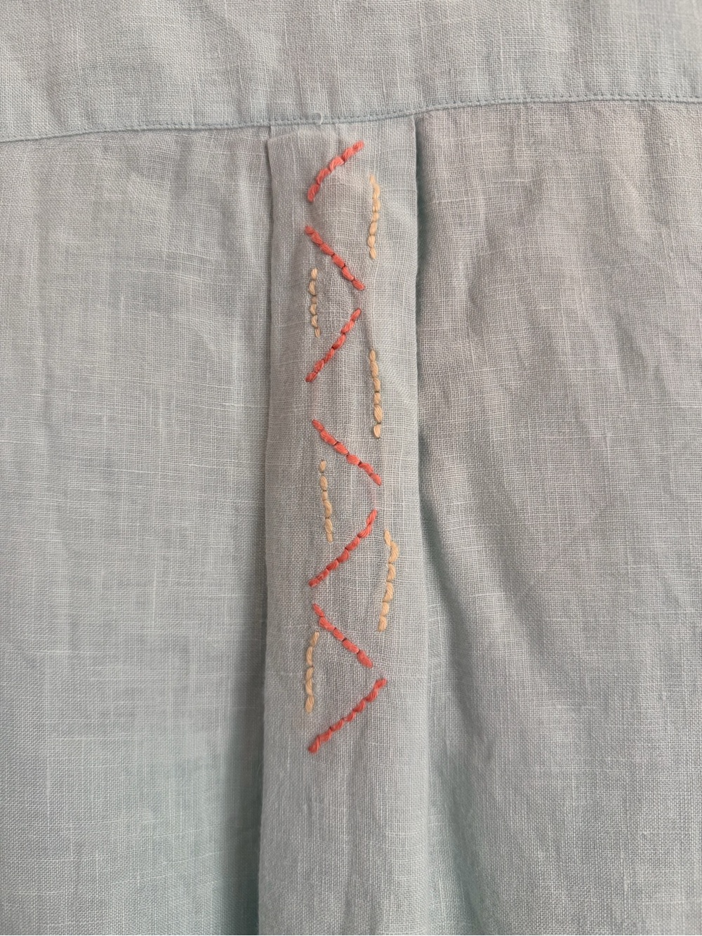 Coldwater Creek 100% Linen Embroidered Button Down Shirt Mint Green L - Picture 9 of 14